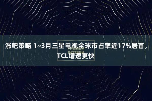 涨吧策略 1~3月三星电视全球市占率近17%居首，TCL增速更快